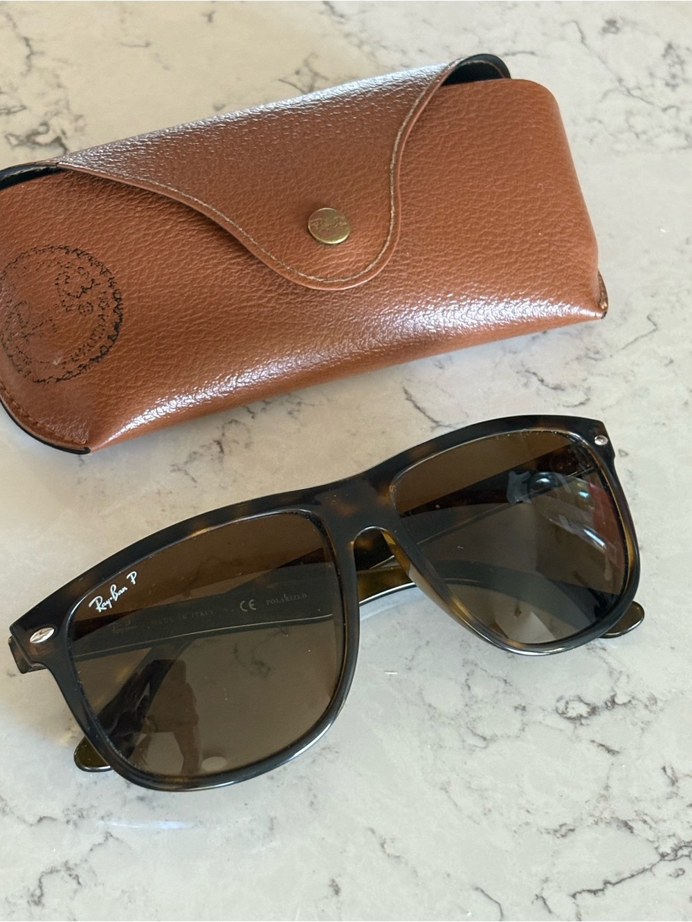 Ray-Ban Polarized Tortoiseshell Sunglasses with Case